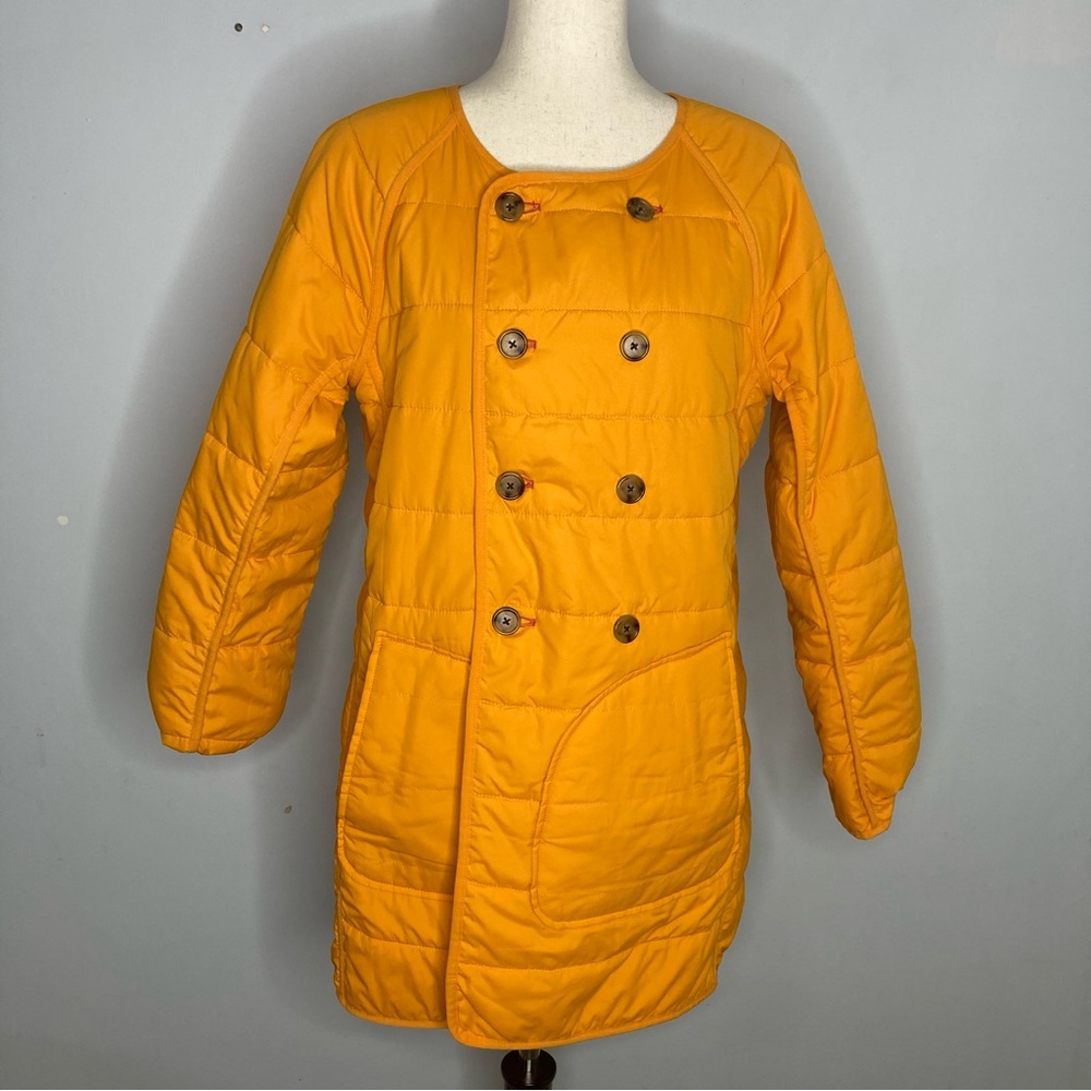 J. Crew Double Breasted Pink Puffer Long Coat Reversible Size Medium - Picture 9 of 9